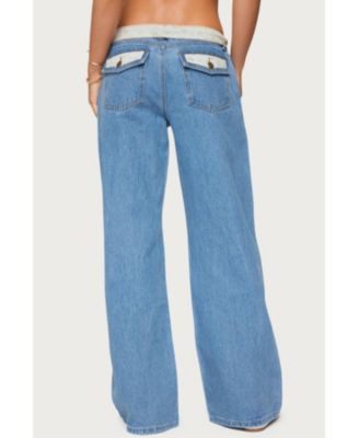 Women's Floral Foldover Low Rise Jeans