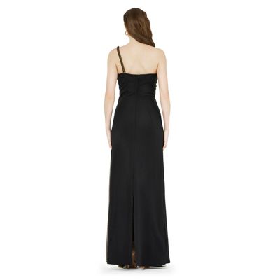Women's Braided Strap One Shoulder Metallic Drape Dress