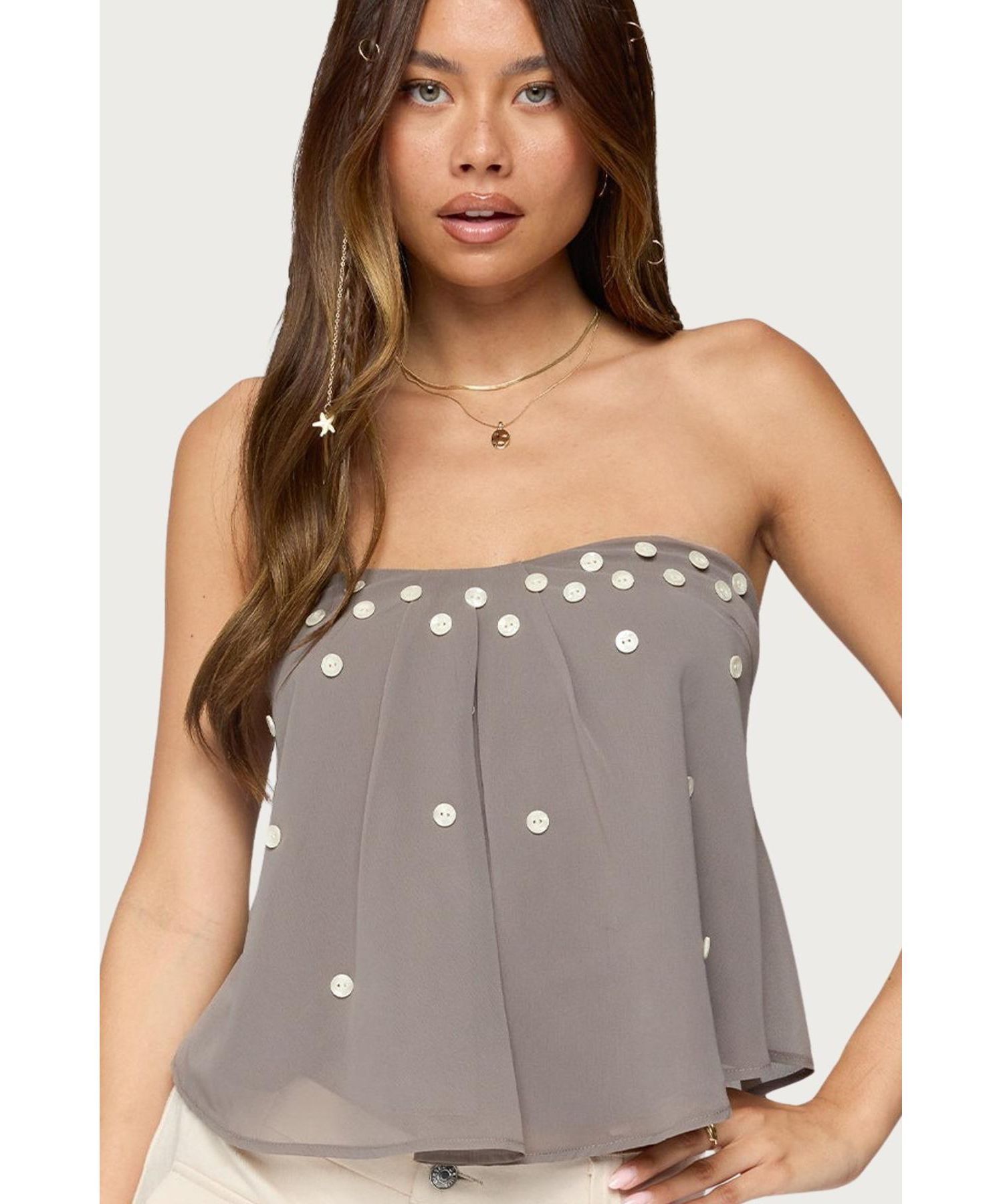 Women's Lenie Strapless Chiffon Babydoll Top
