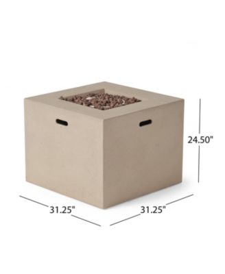 AIDAN 31 Inch Square Fire Pit 40000 BTU Lightweight Concrete for Outdoor Patio Backyard