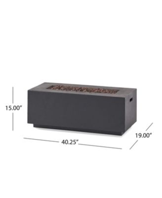 40" Outdoor 40,000 BTU Rectangular MgO Concrete Propane Fire Pit, Light Grey (Tank Cover not Included)
