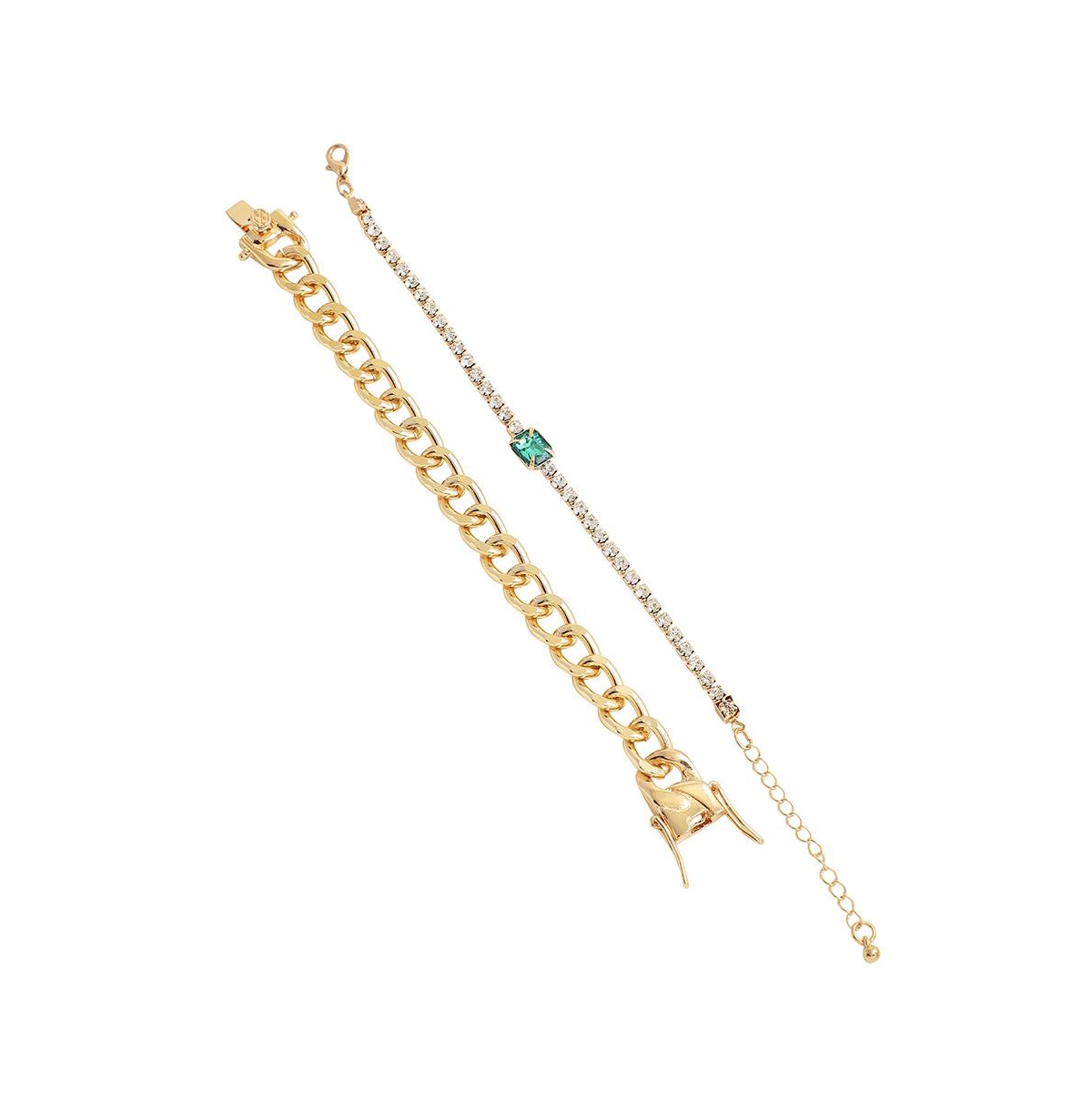 Sohi Women's Beige Bling Chainlink Multi-layered Bracelet In Gold