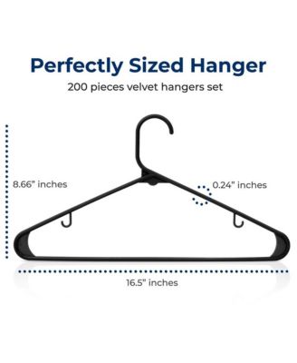 200 Pack Plastic Hangers, Non-Slip, Space-Saving Closet Organizers, Durable and Strong for Shirts, Sweaters, Hoodies, Kids Clothes &amp; Dresses, Ultra-Thin, Lightweight