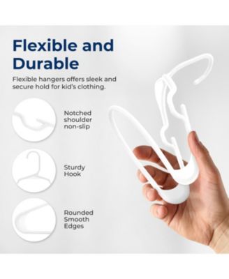 40 Pcs. Non-Slip Plastic Kids Hangers - Durable and Space-Saving Closet Organizers for Infants, Toddlers, and Kids' Clothing (White
