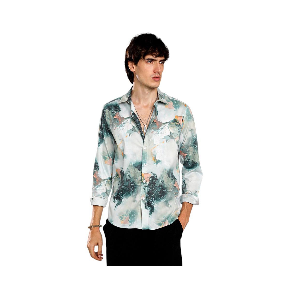 Men's Jungle Green Faded Bloom Shirt - Green
