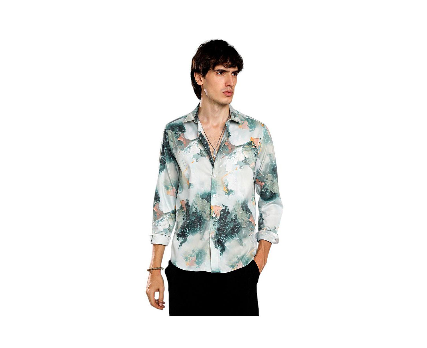 Men's Jungle Green Faded Bloom Shirt