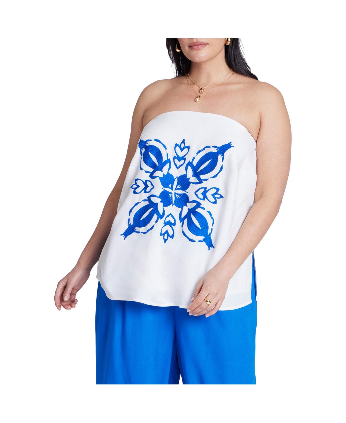Women's Embroidered Column Top - Jet stream