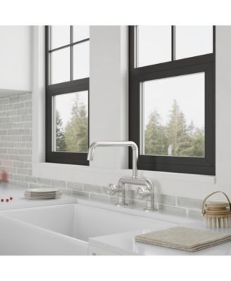 2-Handle 2 Holes Deck Mount Modern Kitchen Faucet With 360 ° Swivel Spout