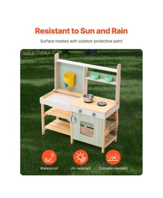Wooden Mud Kitchen Outdoor Playset for Kids Pretend Cooking and Garden Play