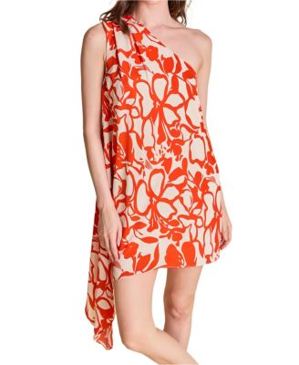 Women's Shoulder Pintucked Asymmetrical Mini Dress