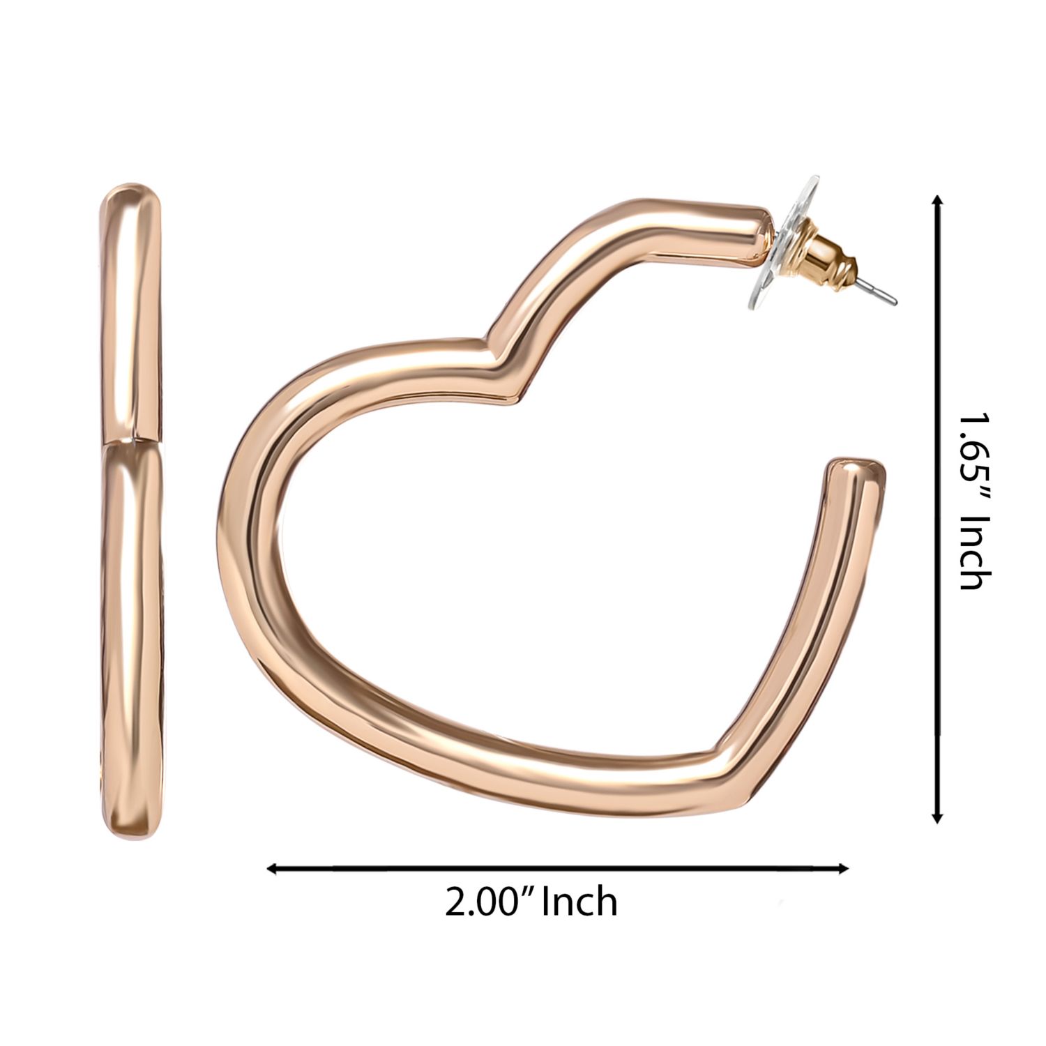 Heart Hoop Earrings for Women - Yellow Gold-Tone Mother's