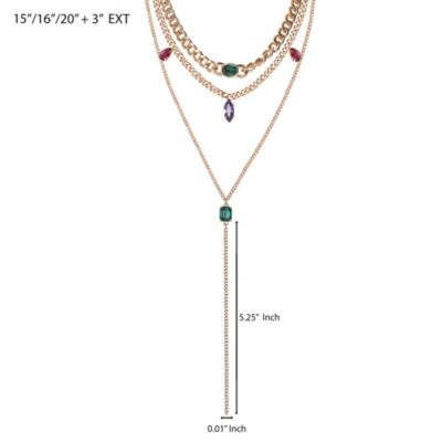 Gold-Tone Gemstone Accent Layered Necklace