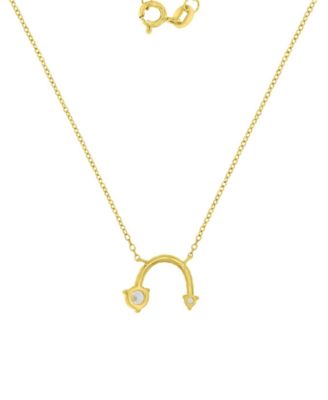 Cubic Zirconia Curved Arrow-Inspired Pendant Necklace in 14k Gold-Plated Sterling Silver (Also Available in Rose Gold & Sterling Silver)