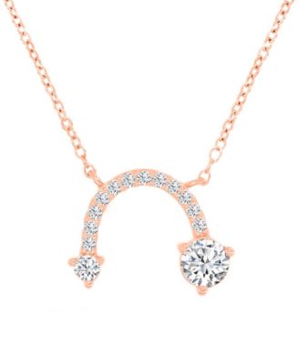 Cubic Zirconia Curved Arrow-Inspired Pendant Necklace in 14k Gold-Plated Sterling Silver (Also Available in Rose Gold & Sterling Silver)