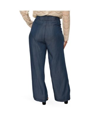 Plus Size High Rise Dark Indigo Wide Leg Tencel Pants
