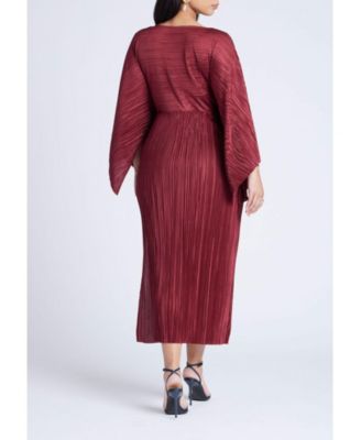 Women's Plus Size Cape Effect Plisse Dress