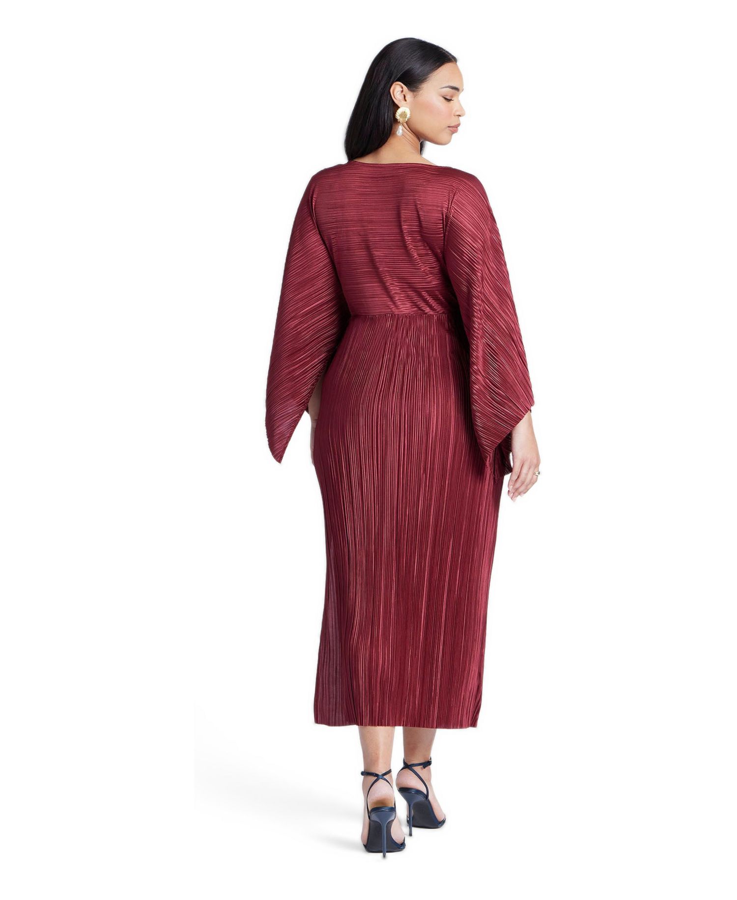Women's Plus Size Cape Effect Plisse Dress
