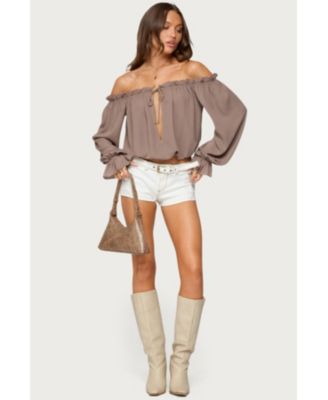 Women's Juna Off Shoulder Ruffle Chiffon Top