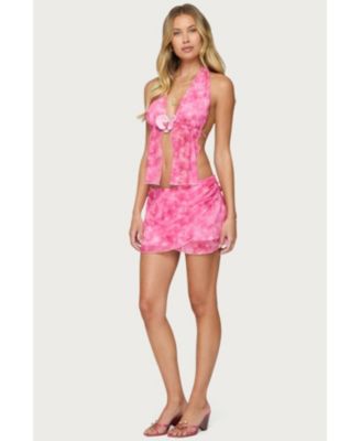 Women's Tiedye Mesh Layered Mini Skirt