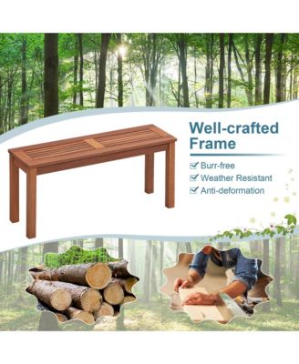 2 Pieces 2-Person Outdoor Bench Patio Bench w/ Slatted Seat Weather Resistant Solid Wood Frame