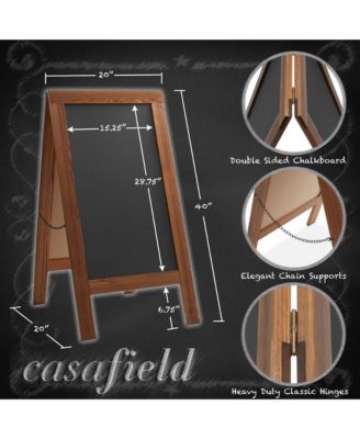 40" x 20" A Frame Chalkboard Sign, Rustic Brown Double-Sided Magnetic Wooden Menu Board for Cafes, Sandwich Shops, Sidewalks, and Weddings