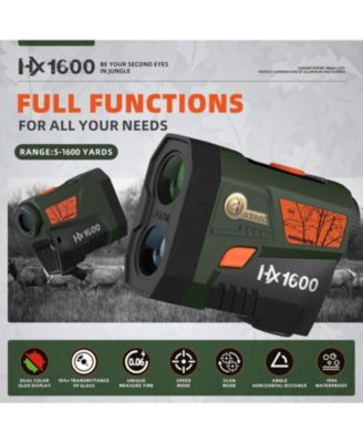 HX1600 Hunting Rangefinder with Dual-Color OLED Display, Ultra-Clear Optics with 95%+ Transmittance of Glass, 1600 Yards with Angle and Horizontal Distance, Range, Scan, Speed Mode, Waterproof