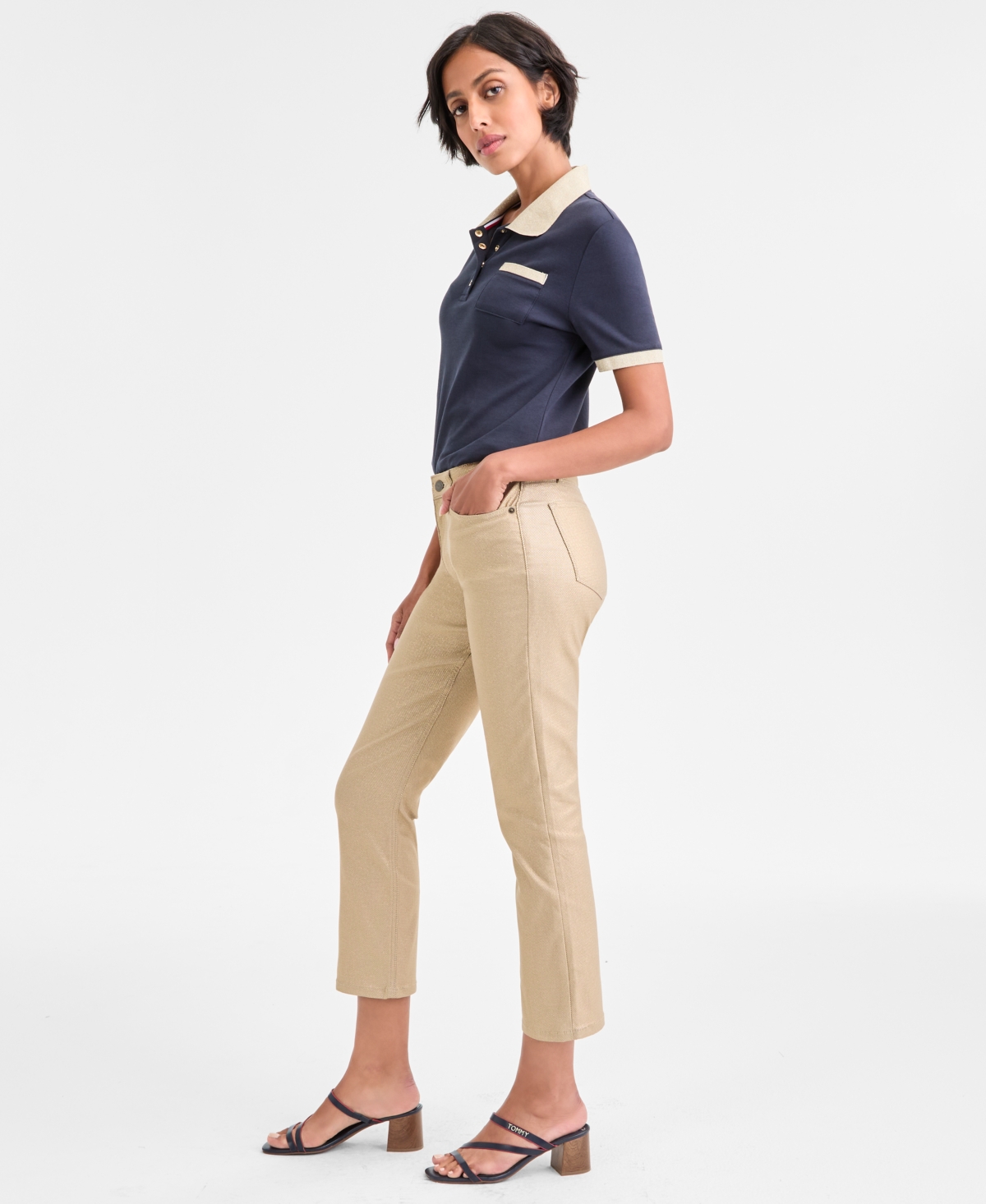 Tommy Hilfiger Women's Foiled Straight-leg Jeans In Neutral