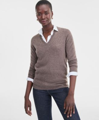 100% Cashmere Women's V-Neck Long-Sleeve Sweater, Macy's Exclusive