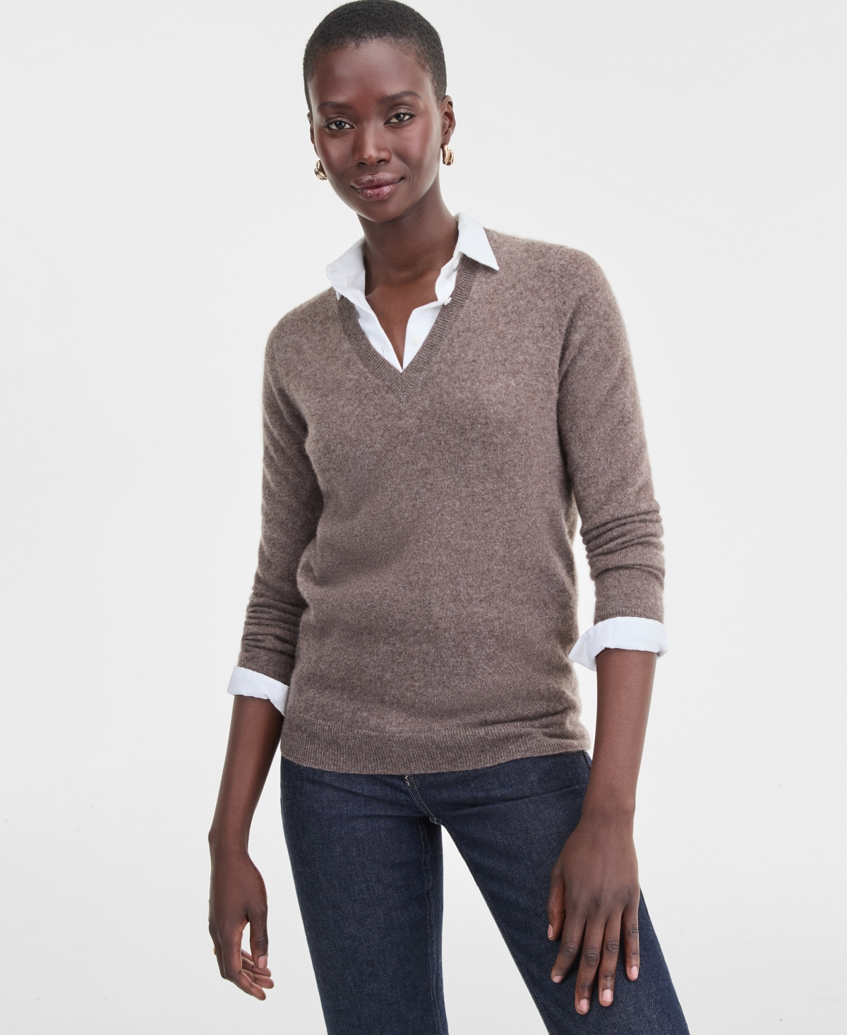 100% Cashmere Women's V-Neck Long-Sleeve Sweater, Macy's Exclusive - Crantini