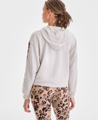 Women's Animal-Print 3-Stripe French Terry Zip Hoodie