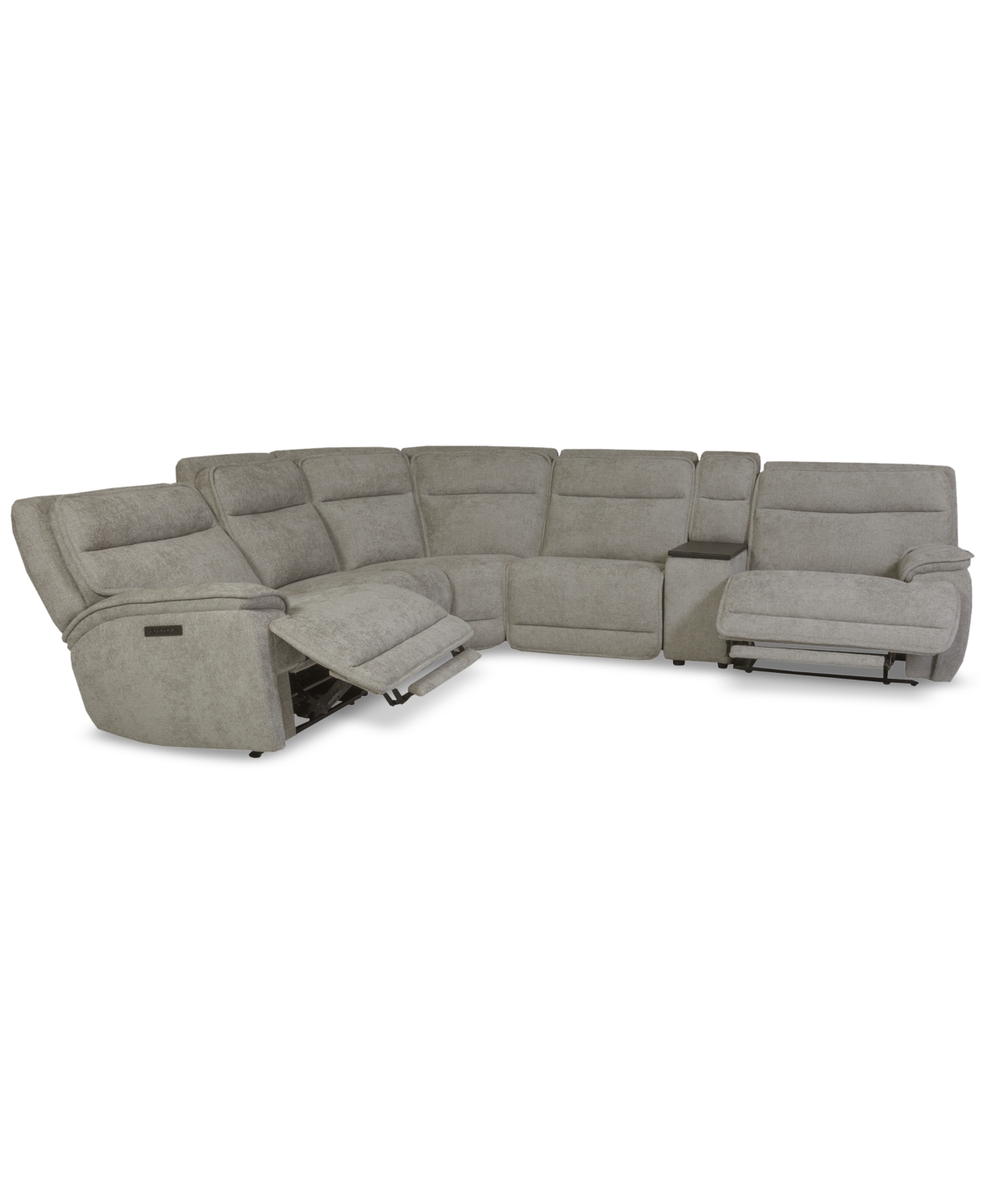 Macy's Ozryn 6-pc. Fabric Sectional With Console And 3 Power Motion Chairs, Exclusively At  In Gray