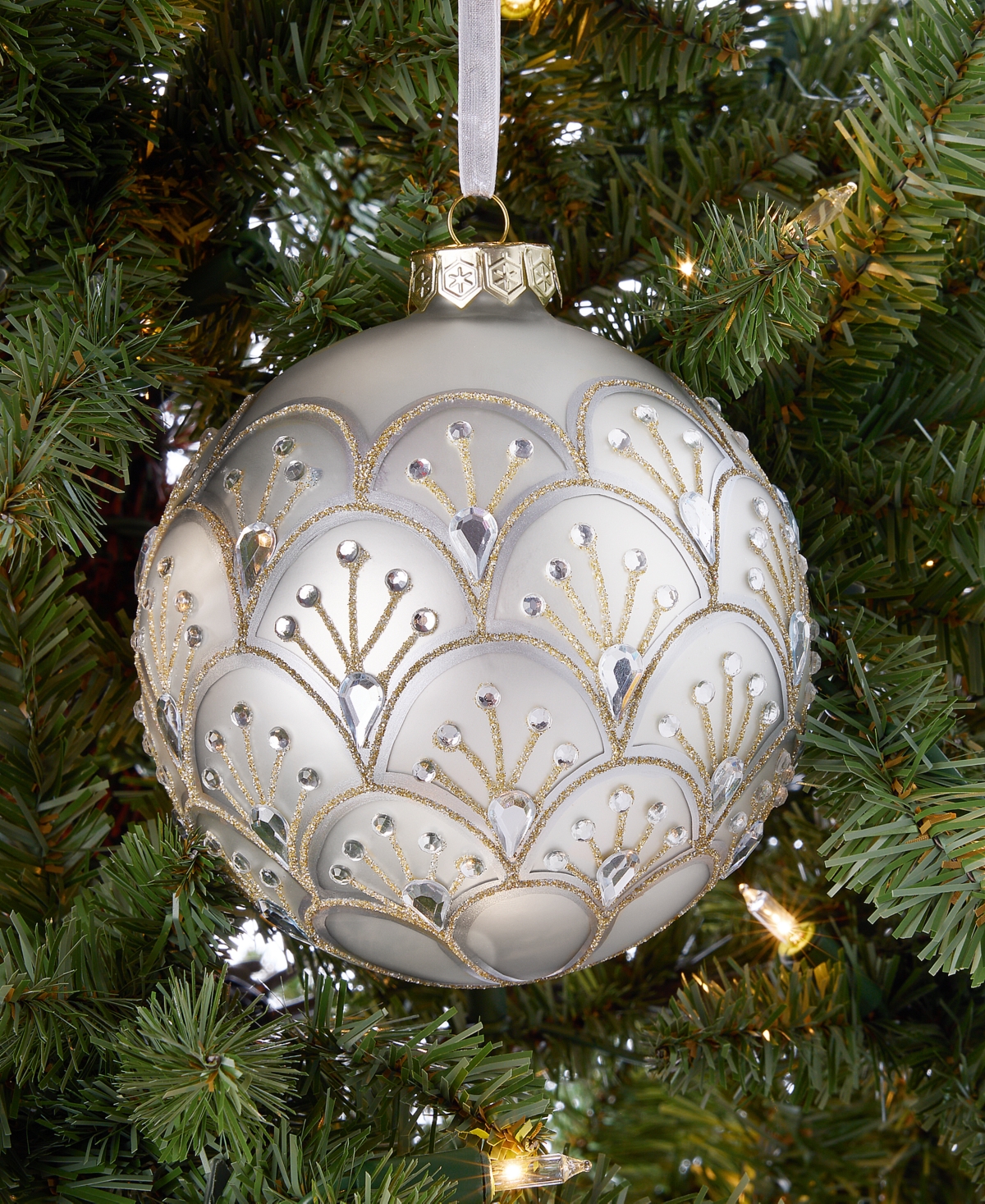 Holiday Lane Gilded Glamour Gold Pattern Ball Ornament, Macy's Exclusive In Transparent