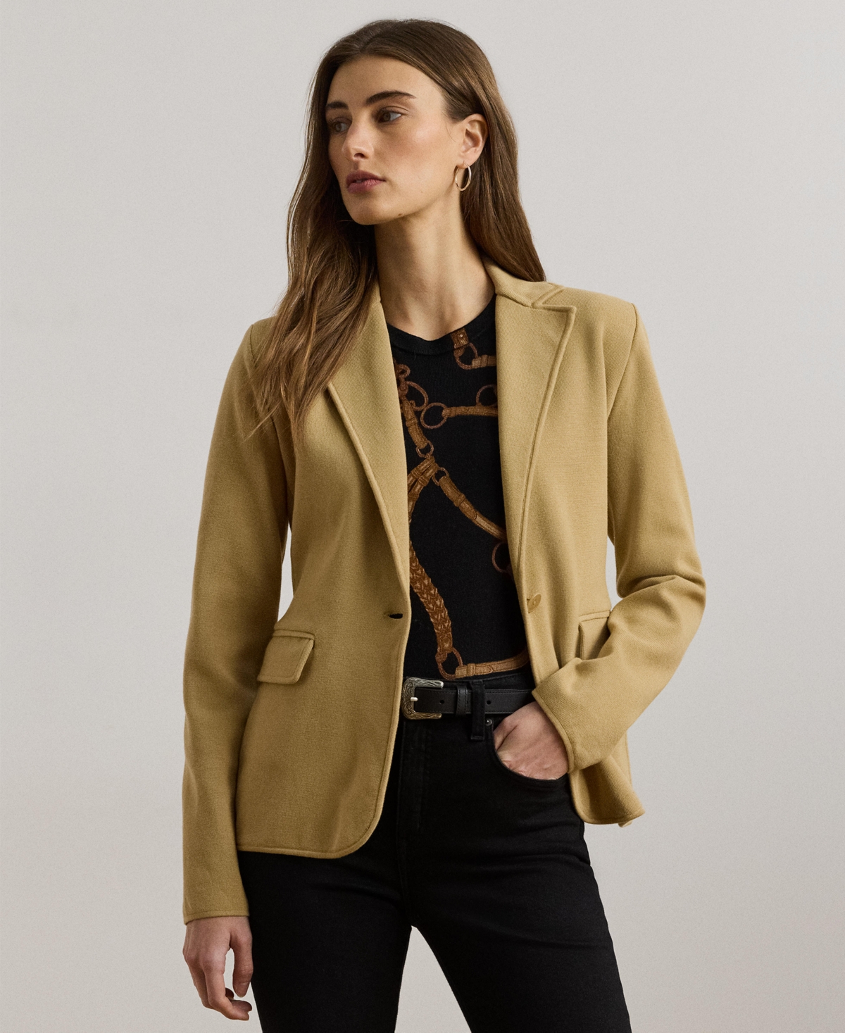Women's Cotton-Blend Sweater Blazer - Lauren Navy
