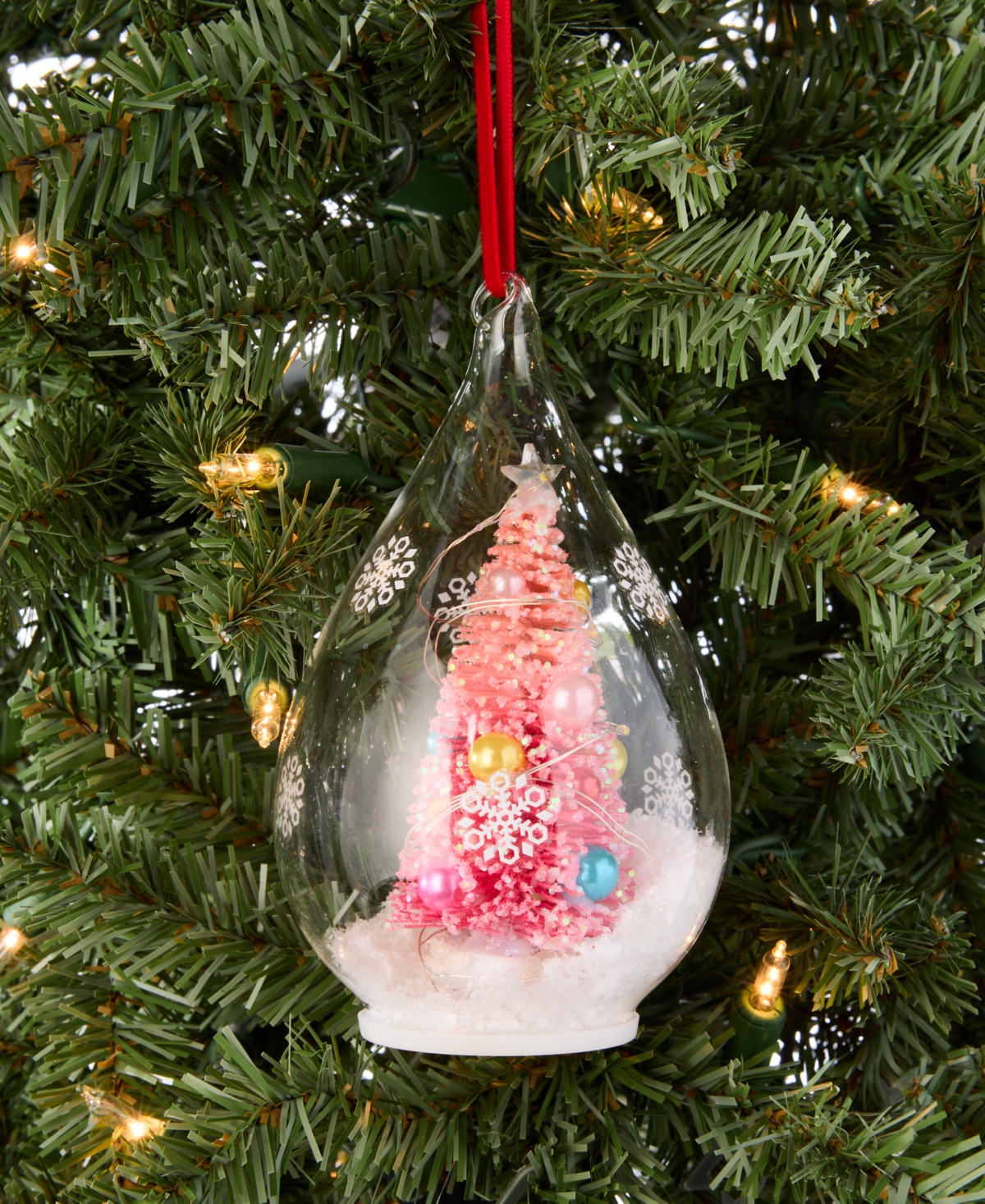 Holiday Lane Merry Magic Pink Tree In Dome Ornament, Macy's Exclusive In Transparent