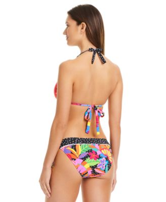 Bleu Rod Beattie Womens Extra Bold Triangle Bikini Top Side Tie Hipster Bottoms In Multi