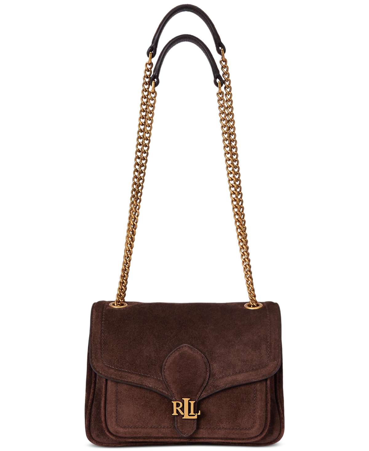 Ralph Lauren Suede Small Bradley Convertible Bag In Brown