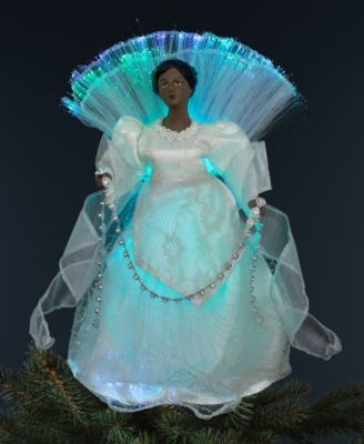 12" Lighted Fiber Optic African American Angel Christmas Tree Topper