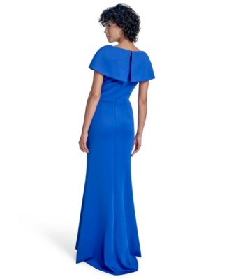 Petite Cape-Sleeve Scuba Gown