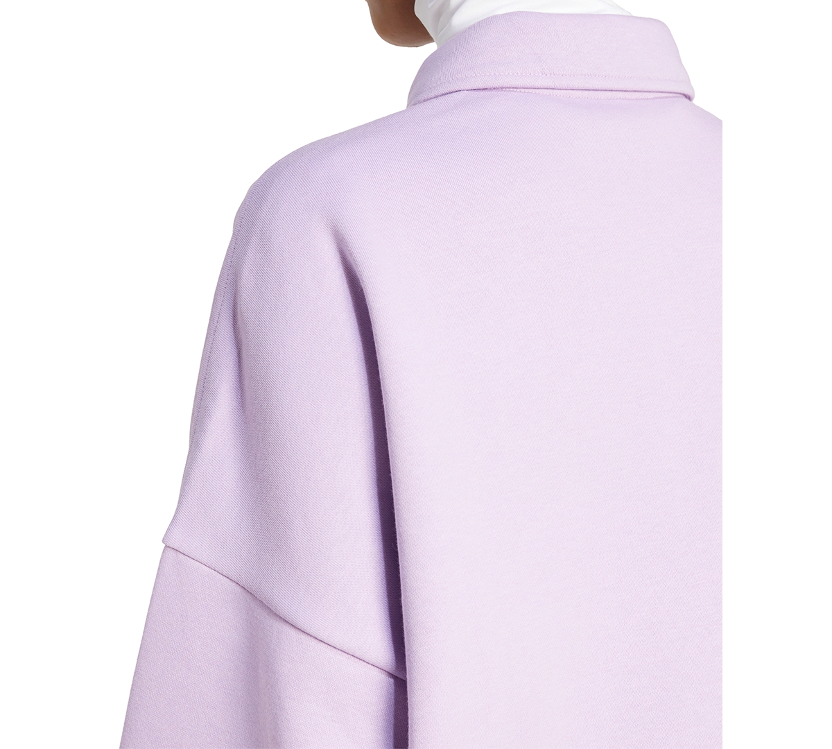 Adidas Originals Women's Essentials Linear Fleece Polo Sweatshirt In Purple