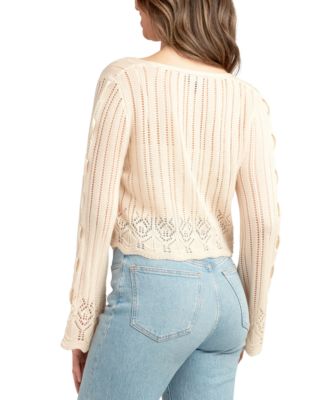 Juniors' Tied Ribbon Knit Cardigan 