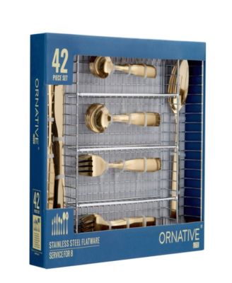 Kaede 42-Pc. Flatware Set with Wire Caddy, Service for 8