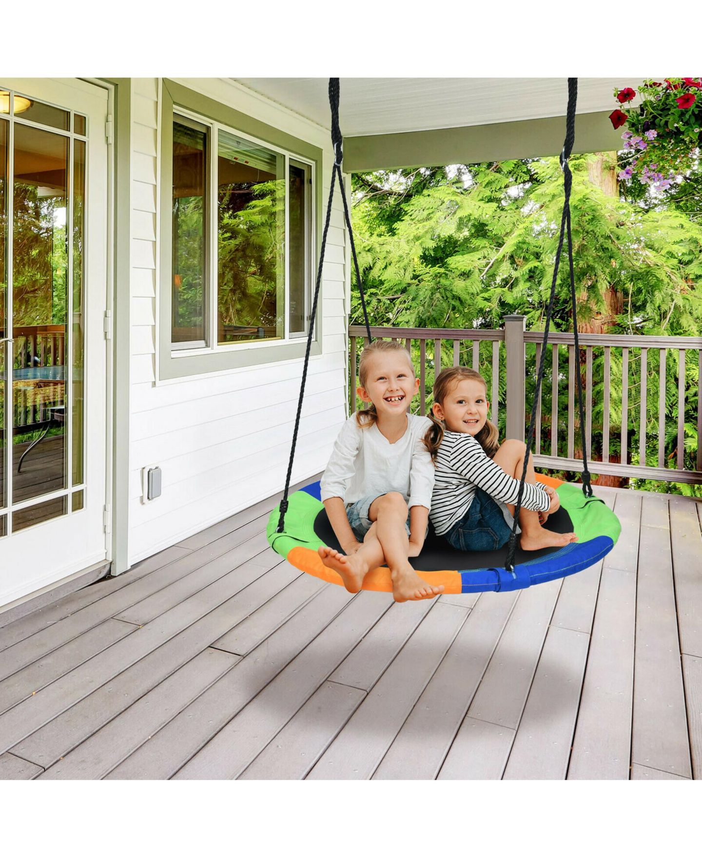 Детская игрушка Gymax 40'' Flying Saucer Tree Swing with Adjustable Height, 330 lbs, Ages 3+, цвет: Colorful — фото 4