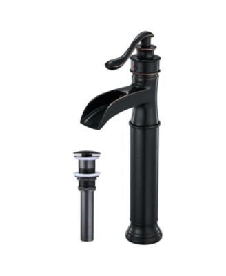 Waterfall Single Hole Single Handle Bathroom Vessel Sink Faucet with Pop-up Drain Assembly