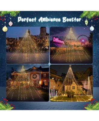 4840LED 20' Outdoor Pole Christmas Tree Lights Kit with Telescopic Flagpole, 120V Giant-Sized Holiday Event Decor with Star Top