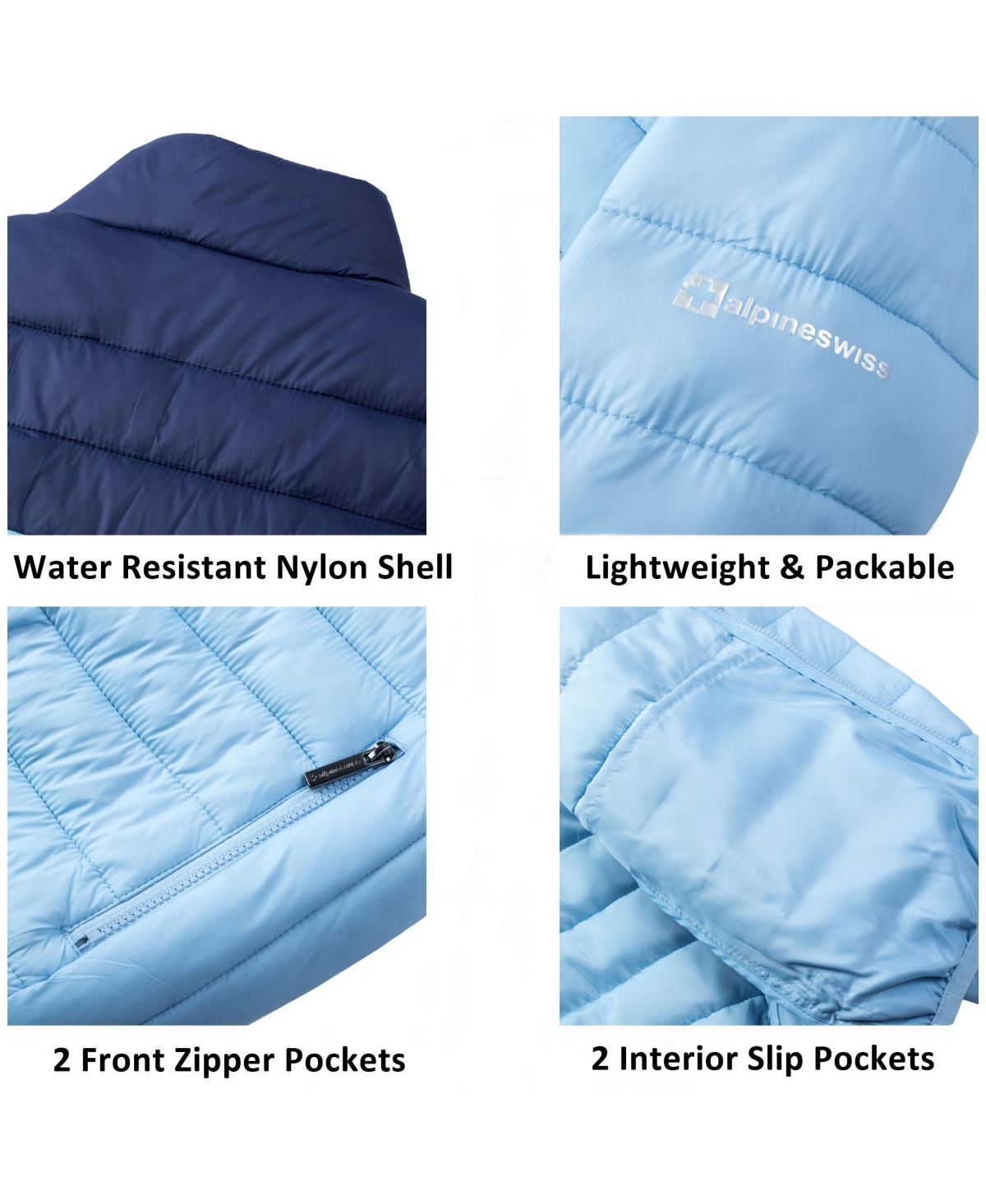 Alpine Swiss Niko Men's Puffer Jacket Warm Down Alternative Insulated Coat | Packable Water-Resistant & Windproof Winter Outerwear with Zipper Pockets