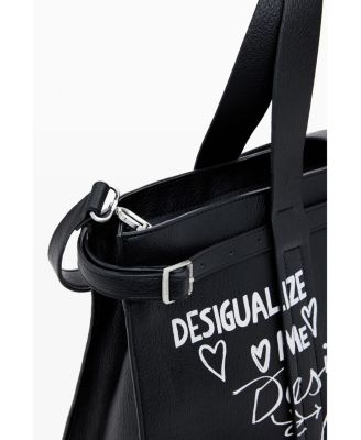 Women's Large faux leather shopper bag with letters