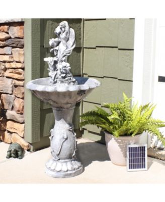 Outdoor Polyresin Fairy Flower Solar Powered Water Fountain Feature with Battery Backup - 42"