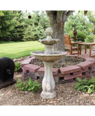  46" H Outdoor 2-Tier Pineapple Solar Water Fountain with Battery Backup