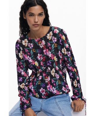 Women's Pleated floral blouse