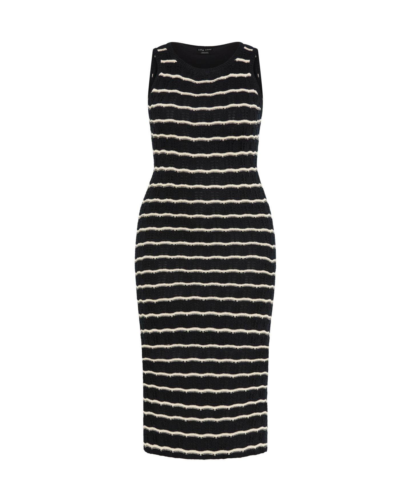 Женское платье CITY CHIC Plus Size Crochet Stripe, цвет: Mono Wave — фото 4